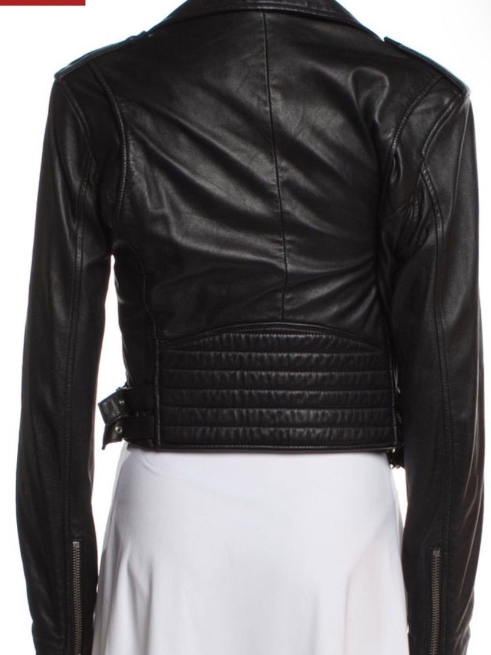 IRO Black Quilted-Back Leather Biker Jacket